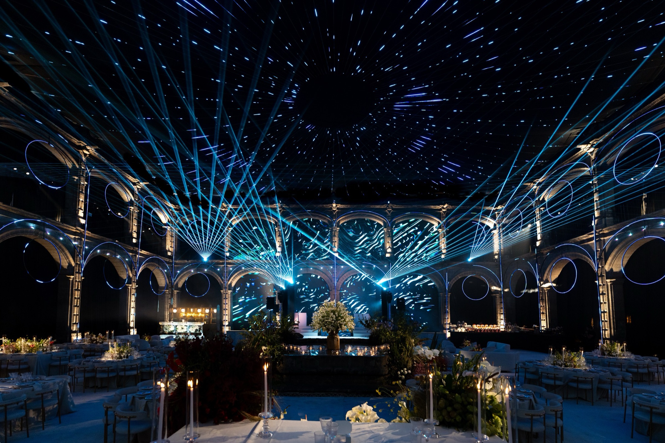 Architectural blue lighting