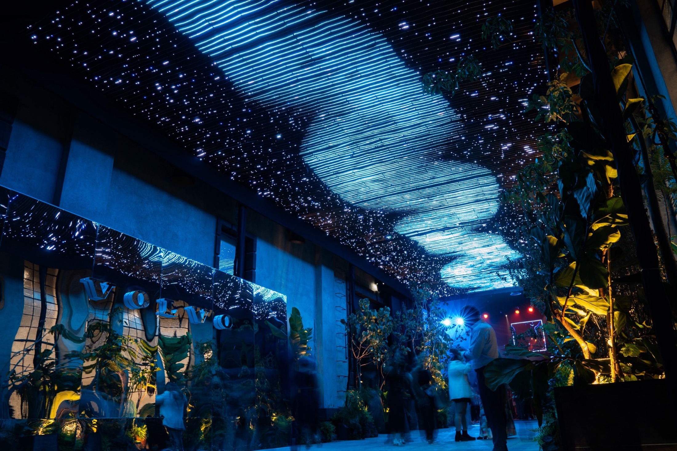 Blue canopy lighting