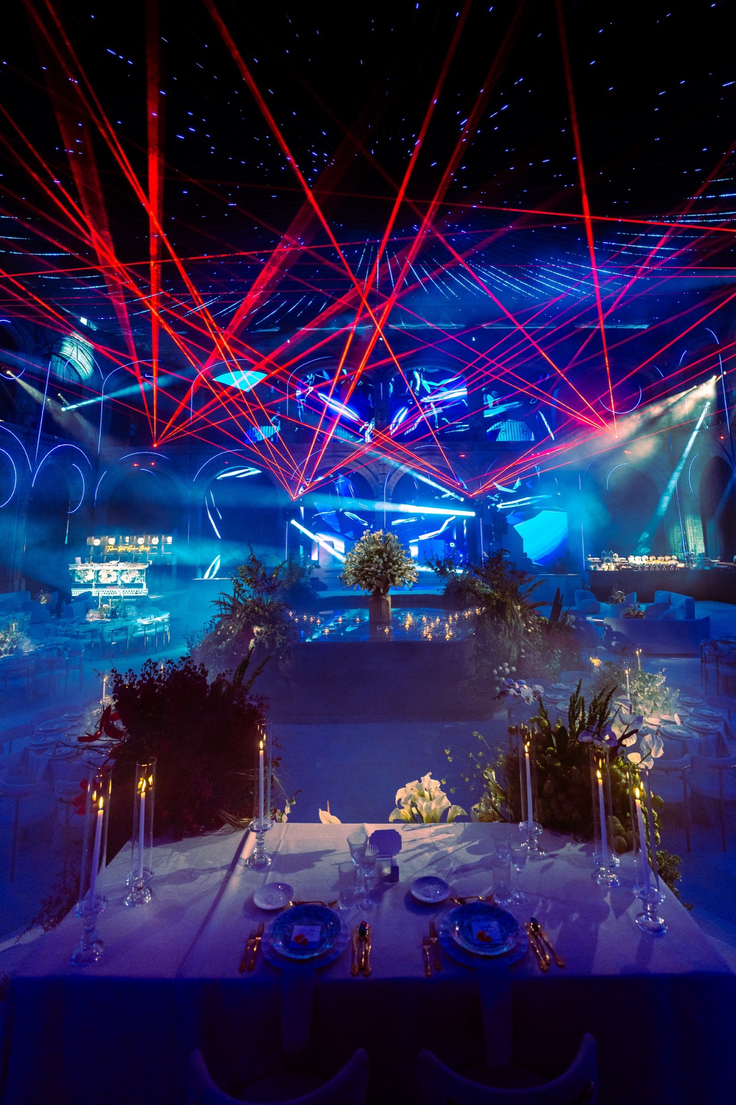 Concert lighting with lasers and audience